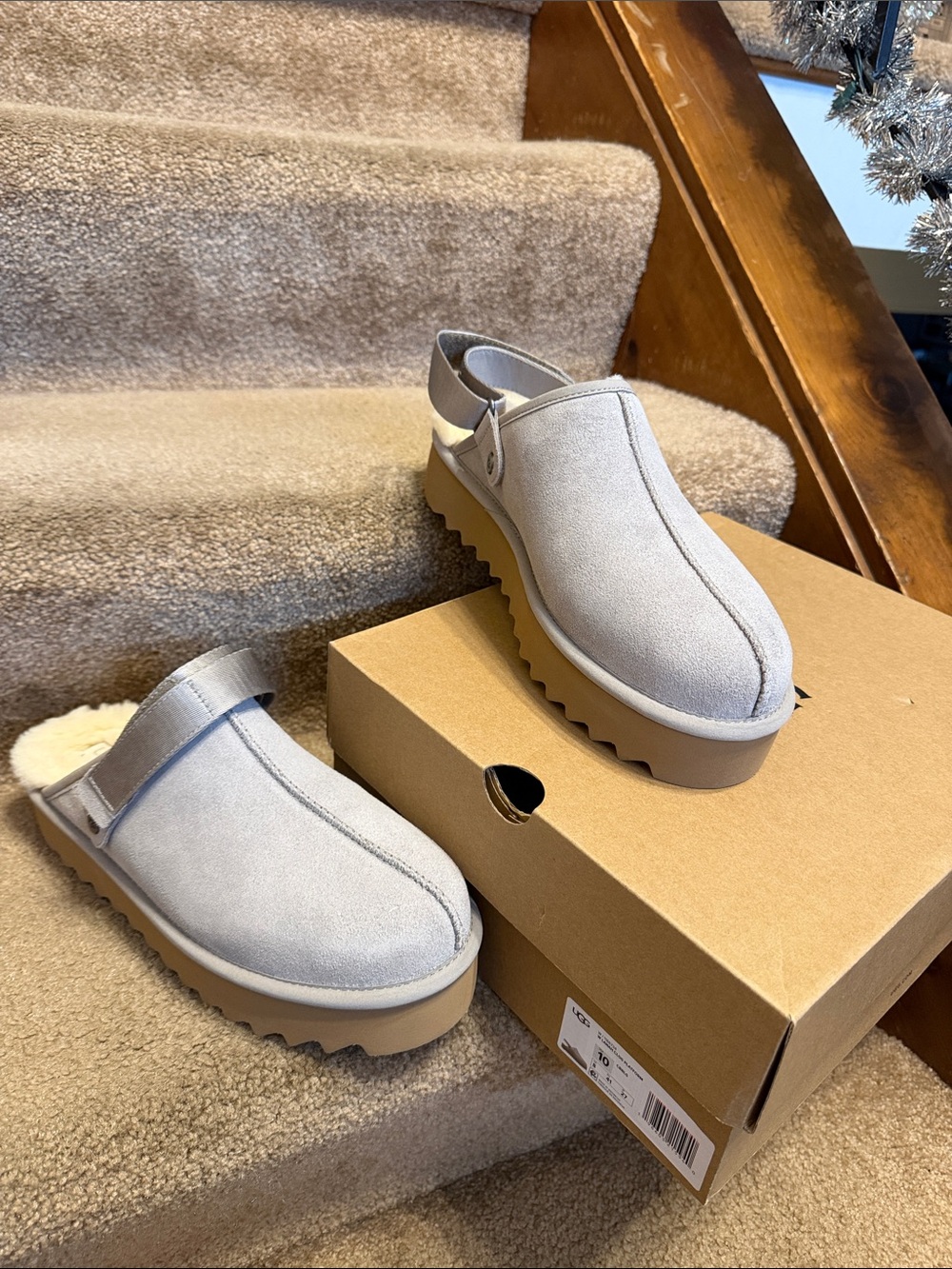 UGG Lanah Clog Platform in Cobble Grey - NEW
